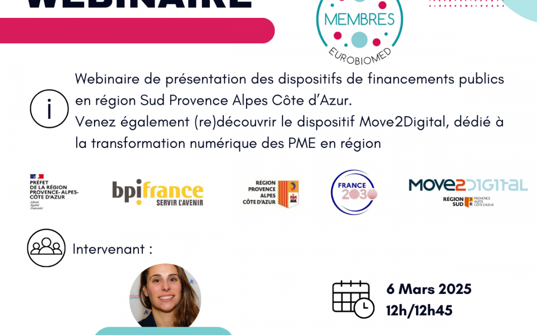 Webinaire :  Les  financements publics en Région-Sud-Provence-Alpes Côte d’Azur